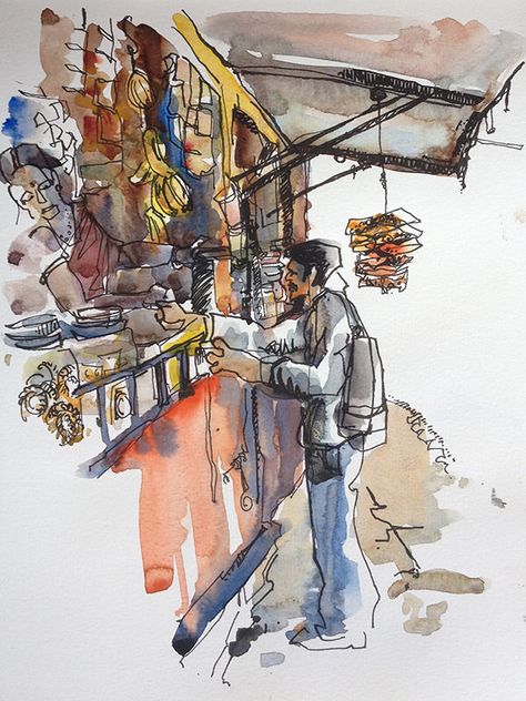 Corner shop, chennai, India Live Sketching, Sketches Of Love, Walnut Ink, Sketches Of People, Om Namah Shivaya, Travel Sketches, Watercolor Sketchbook, México City, Urban Sketchers