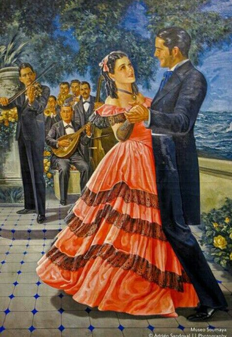 Romantic Mexican Aesthetic, Mexican Romance Aesthetic, Mexican Romance, Queer Latino Art, Mexican Calendar, Jesus Helguera, Mexican Dancer Painting, Dancing Horses Mexican, Spanish Dancer Painting