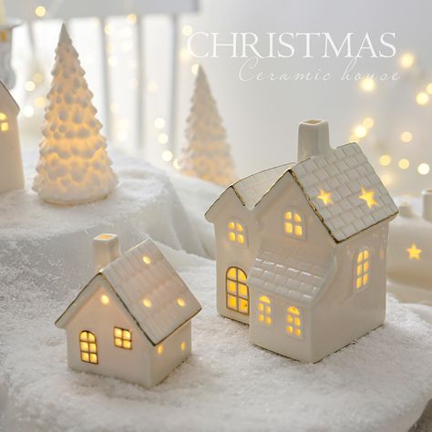 Smarter Shopping, Better Living! Aliexpress.com Small House Christmas, Snow Houses, Snow Decorations, Grinch Decorations, Lights For Christmas, Clay House, Snow House, Houses Christmas, Pottery Houses