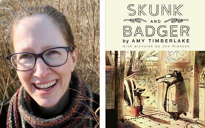 Amy Timberlake on Skunk and Badger | The TeachingBooks Blog | In this post, we feature author Amy Timberlake whose many acclaimed titles include the Newbery Honor Book One Came Home. You can hear her speak about the inspiration for her new chapter book Skunk and Badger, with illustrations by Jon Klassen, and try her fun “invitation to imagine” activity. You’ll also find other resources to explore. Skunk And Badger Book Activities, Skunk And Badger Activities, Sentence Prompts, Jon Klassen, Brave Writer, Fun Invitation, Book Creator, Fun Invitations, Book Tour