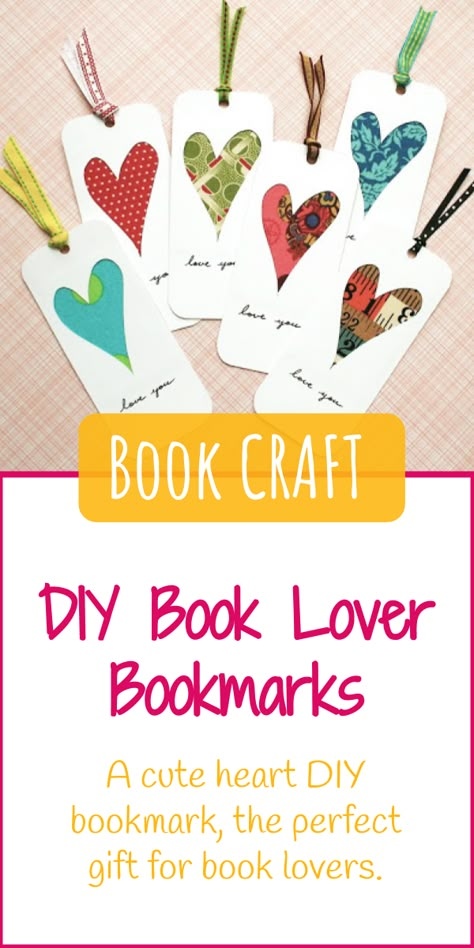 Need a last minute Valentine gift? Or a homemade token for someone you love? This DIY book mark craft is an inexpensive and handmade gift that everyone who reads books can use. The instructions include a PDF book mark template, step-by-step pictures, and tips for using a craft knife. #bookcraft #craft Book Marks Diy Heart, Book Mark Template, Book Mark Craft, Homemade Bookmarks, Valentines Bookmarks, Homemade Books, Handmade Bookmarks Diy, Chip Art, Book Craft