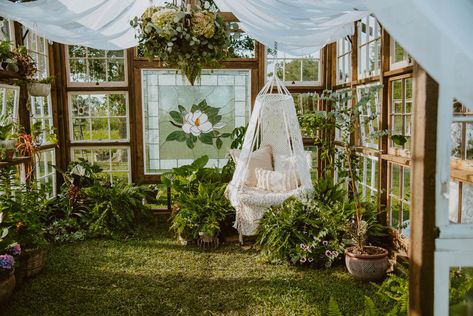 Greenhouse Relax Room, Greenhouse Massage Room, Greenhouse Sitting Room, Greenhouse For Photography, Reading Greenhouse, Greenhouse Curtains, Greenhouse Sitting Area, Magnolia Greenhouse, Fairy Greenhouse