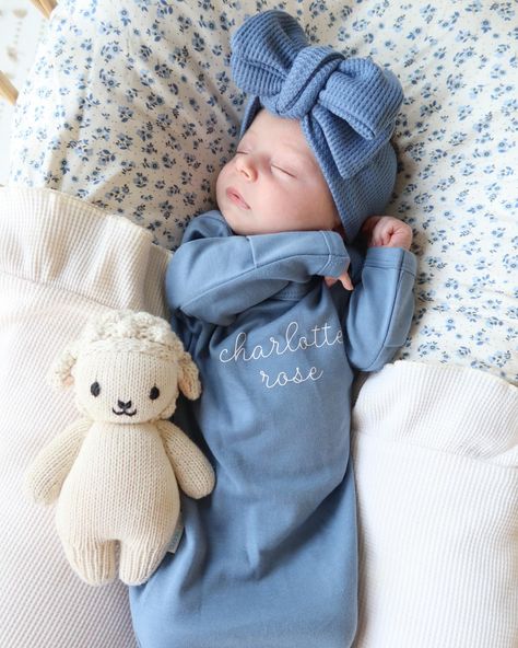 Who doesn’t love personalized newborn items? So sweet to announce your new bundle of joy 💙 Tap the photo to shop our personalized knotted gowns! #newborn #newborngowns #babyannouncement #babynameannouncement #newborngirl #babygirl #knottedgown #newbornknottedgown #namegown #personalized #custom #babyshower #babyshowergifts Newborn Baby Girl Hospital, Baby Girl Hospital, Newborn Items, Baby Name Announcement, Newborn Coming Home Outfit, Personalized Newborn, Newborn Hospital, Realistic Baby Dolls