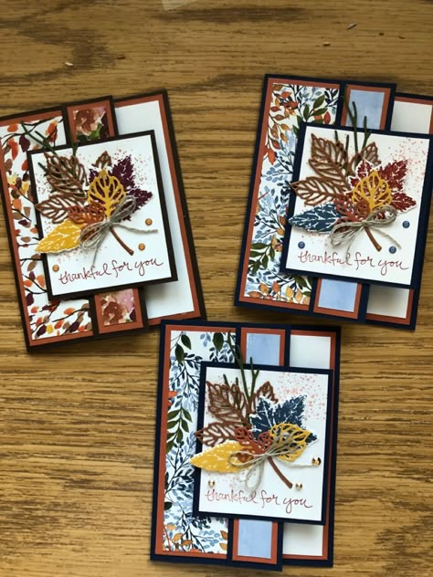 Handmade Autumn Cards, Fall Stampin Up Cards, Fall Handmade Cards, Stampin Up Thanksgiving Cards, Stampin Up Thanksgiving, Thanksgiving Homemade Cards, Fall Cards Handmade, Thanksgiving Cards Handmade, Fall Greeting Cards