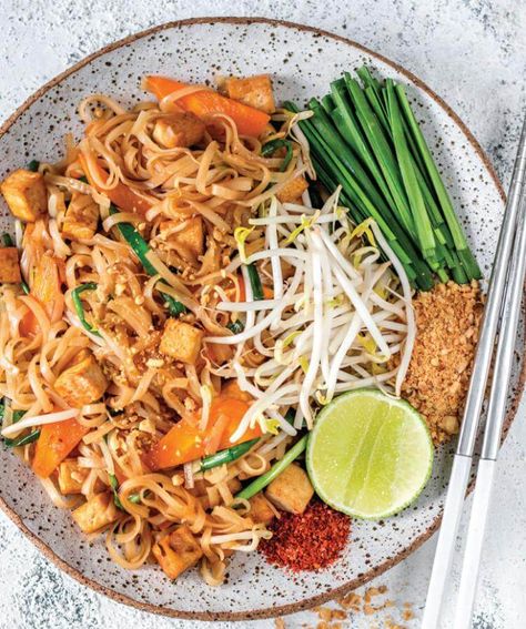 Pad thai | Nourish: plant-based living Pad Thai Rice Noodles, Vegan Pad Thai, Spaghetti Bolognaise, Art Of Cooking, Pad Thai Recipe, Vegan Pasta, Batch Cooking, Cooking Art, Classic Dishes