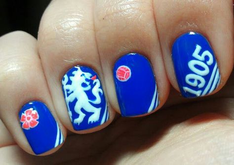 Chelsea FC theme Football Nail Art, Chelsea Fc Players, Patriotic Nails Design, Football Nails, John Terry, Club Chelsea, Chelsea Fans, Fc Chelsea, Chelsea Football Club