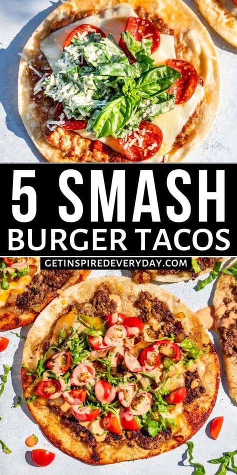 Keto Smash Burger Taco, Smash Burgers Taco On Griddle, Smash Burgers With Tortilla, Korean Smash Tacos, Smash Taco Burger Recipe, Smash Burger Tacos Recipe, Taco Smash Burgers Tortilla, Smash Taco Burger, Smash Burger Taco Recipe