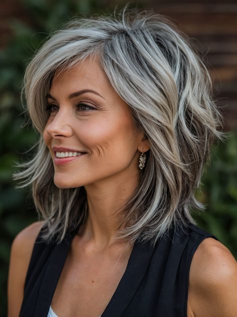 Haircuts For Medium Length Hair, Layered Haircuts For Medium Hair, Haircuts For Medium Hair, Haircut And Color, Penteado Cabelo Curto, Medium Hair Cuts, Medium Length Hair Cuts, Grey Hair, Great Hair