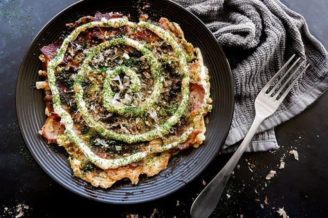 Keto Okonomiyaki | Ruled Me Keto Japanese, Keto Asian Recipes, Japanese Pancake Recipe, Okonomiyaki Recipe, Pollo Teriyaki, Carb Cycling Diet, Japanese Diet, Japanese Pancake, Tangy Bbq Sauce