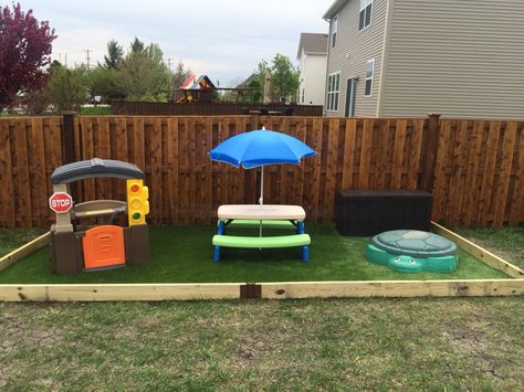 Small Turf Play Area, Sectioned Off Outdoor Play Area, Small Turf Area, Outdoor Turf Play Area, Astro Turf Play Area, Turf Kids Play Area, Artificial Turf Play Area, Fake Grass Play Area For Kids, Turf Under Playset