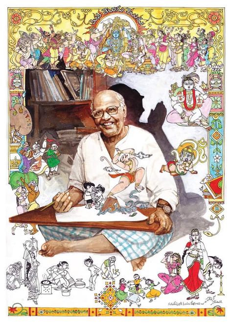 Bapu the great artist. Move director Line Art Drawings Doodles, Art Drawings Doodles, Lakshmi Narayana, Canvas Painting Quotes, Masterpieces Painting, Contemporary Folk Art, Indian Illustration, Indian Art Gallery, Hinduism Art