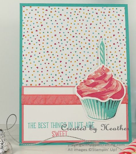 Stampin Up Hello Cupcake, Cupcake Ice Cream, Cupcake Cards, Hello Cupcake, Sweet Cupcake, Cupcake Card, Die Cut Card, Sweet Cupcakes, Birthday Cards For Women