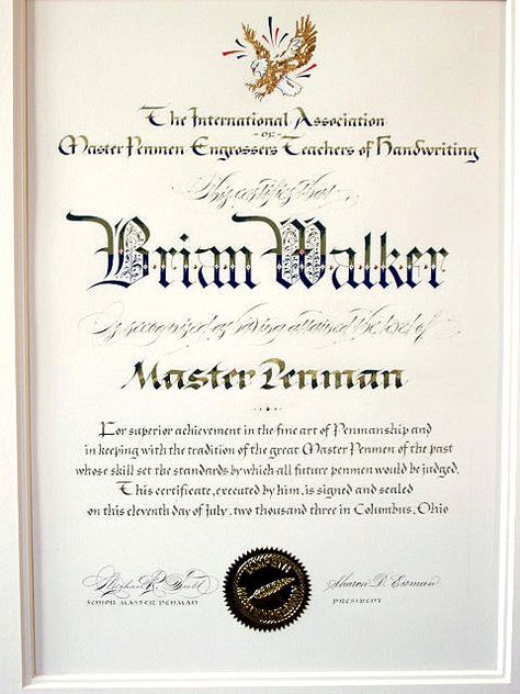 iampeth Certificate Calligraphy, Brian Walker, Calligraphy Certificate, Calligraphy Composition, Certificates Template, School Certificate, Hand Calligraphy, Copperplate Calligraphy, Custom Calligraphy