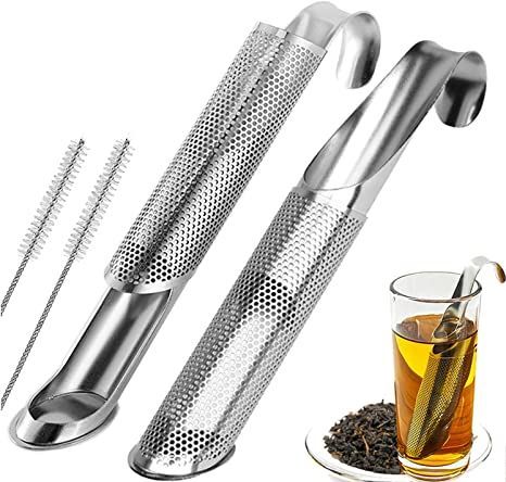 2Pcs Tea Strainer,Stainless Steel Tea Infuser ,Tea Diffuser with Extra Fine Mesh, Long-Handle Tea Filte Stick Pipe Holes Steeper for Loose Tea, Rose, Coffee,Spices Tea Diffuser, Rose Coffee, Tea Strainers, Tea Brewer, Puer Tea, Perfect Cup Of Tea, Tea Filter, Spiced Coffee, Steeped Tea