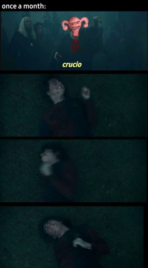 Cramps Meme, Period Humor, Period Cramps, Harry Potter Memes, Mood Board, Period, Harry Potter, Memes, Funny