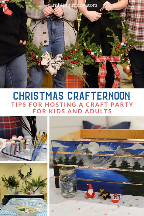 Christmas Craft Party Ideas, Christmas Craft Party Ideas For Women, Craft Party Ideas For Women, Fun Activities For Adults, Christmas Craft Party, Craft Party Ideas, Party Ideas For Women, Afternoon Party, Party For Adults