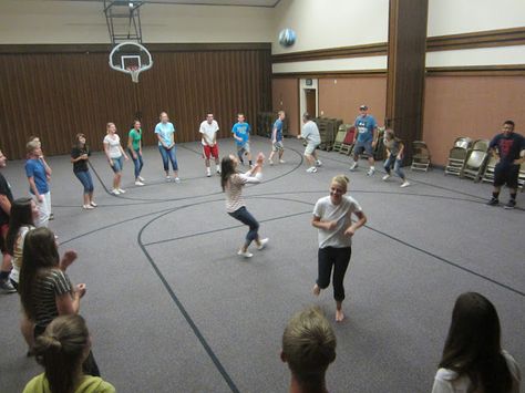 Everybody stands in a circle. Person in the middle throws up the ball and yells a name of someone standing in the circle. They runs in and tries to catch the ball before it touches the ground.... Youth Ministry Games, Building Games For Kids, Group Games For Kids, Church Games, Youth Group Activities, Fun Group Games, Youth Conference, Yw Activities, Team Building Games