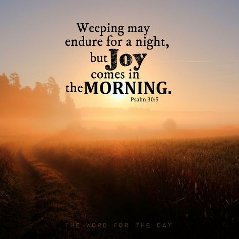 The Word For The Day • “…weeping may endure for a night, but joy comes in... How To Become Confident, Joy In The Morning, Joy Comes In The Morning, Word For The Day, Psalm 30, Fervent Prayer, I Failed, Scripture Pictures, Favorite Bible Verses