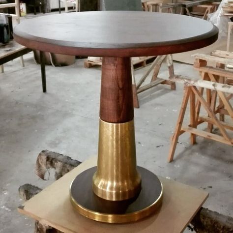 Revelagora on Instagram: “Oak and antiqued brass table being prepared #table #wood #restaurant #brass #mould #interiors” Brass Table Base, Restaurant Table Design, Bar Lounge Design, Wood Restaurant, Hospital Table, Brass Furniture, Brass Side Table, Being Prepared, Hospital Furniture