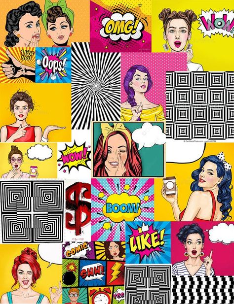 Pop Art Mood Board, 60s Summer, Roy Lichtenstein Pop Art, Lichtenstein Pop Art, Painting Mood, Richard Hamilton, Hamilton Art, Pop Art Decor, Magazine Ideas