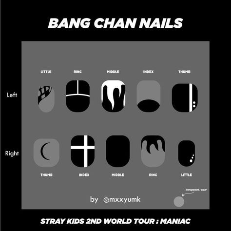 Black Nails Men Design, Bangchan Nail Art, Hans Nails Skz, Straykids Nails Ideas, Maxident Nails Skz, Kpop Nails Designs Stray Kids, Skz Themed Nails, Suga Nail Art, Kpop Nail Ideas