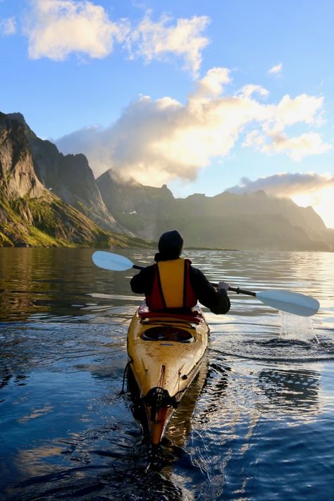 Norway Lifestyle Aesthetic, Kayak Aesthetic, Kayaking Photography, Hiking Bucket List, Kayaking Aesthetic, Fjords Norway, Norway Aesthetic, Mountain Activities, Norway Fjords