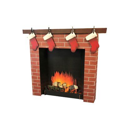 Advanced Graphics 3D Fireplace Standup 3d Fireplace, Cardboard Props, Cardboard Fireplace, Cardboard Standup, Fake Fireplace, Fireplace Christmas, Red Christmas Stockings, Life Size Cutouts, Store Window Displays