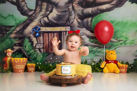 Pooh Smash Cake, Winnie The Pooh Smash Cake, Pooh Cake, Cake Smash Theme, Balloons Cake, Winnie The Pooh Cake, Cake Boy, Pooh Party, Winnie The Pooh Themes