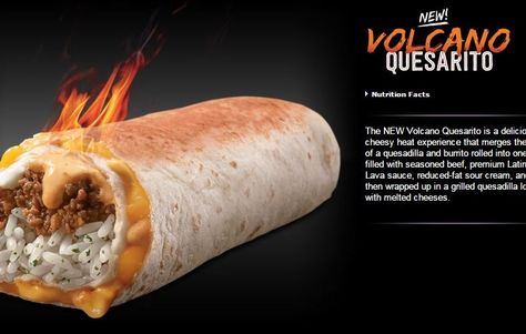 Taco bell new volcano quesarito Grilled Quesadilla, Nutritional Cleansing, Filling Food, Health Dinner, Health Dinner Recipes, Taco Bell, Melted Cheese, Copycat Recipes, Taste Buds