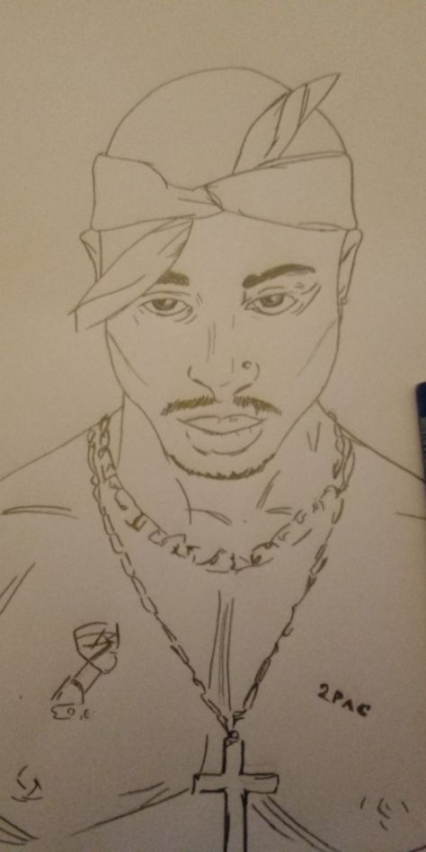 How To Draw Tupac, Easy Tupac Drawing, Tupac Drawing Sketches, Tupac Drawing Easy, Boondocks Drawings Pencil, 2 Pac Drawing, Boondocks Sketch, Tupac Sketch, Drawing Rappers