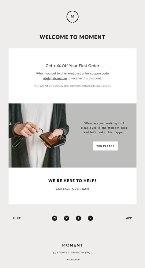 Newsletter Design Minimal, Discount Email Design, Promotional Email Design, Minimal Email Design, Eblast Design Inspiration, Minimal Newsletter, Newsletter Design Layout, Email Marketing Template Design, Email Marketing Layout