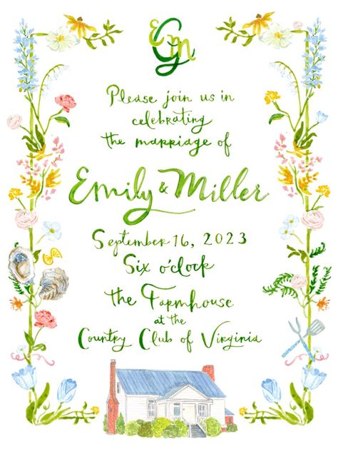 Forest Wedding Invitation, Forest Wedding Invitations, Painted Wedding Invitation, Chic Garden, Wedding Crest, Summer Wedding Invitations, Hand Drawn Wedding, Invitation Suites, Hand Painted Wedding