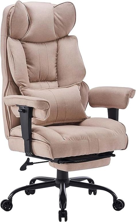 Amazon.com: Efomao Desk Office Chair,Big High Back Ergonomic Fabric Computer Chair,Executive Office Chair with Lumbar Support,Adjustable Armrest Office Chair with Foot Rest, White Office Chair : Home & Kitchen Office Chair Back Support, Beige Office, Fabric Office Chair, Comfy Office Chair, Desk Chair Comfy, Big Comfy Chair, Cozy Desk, White Office Chair, Best Massage