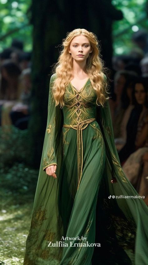 Elven Dress, Modern Dresses, Fantasy Dresses, Summer Nature, Fantasy Gowns, Medieval Clothing, Medieval Dress, Fairytale Dress, Fantasy Costumes