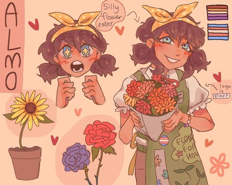 Digital art, oc, flowers, art, original character Flower Shop, Cartoon Drawings, Art Shop, Florist, Art Drawings, Drawings, Funny, Flowers, Anime