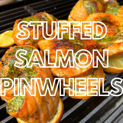 Stuffed Salmon Rolls Recipes, Stuffed Salmon Pinwheels, Salmon Pinwheels Crab Stuffed, Smoked Stuffed Salmon, Salmon Pinwheel, Sabbath Dinner, Crabmeat Stuffing, Salmon Pinwheels, Mothers Day Meals