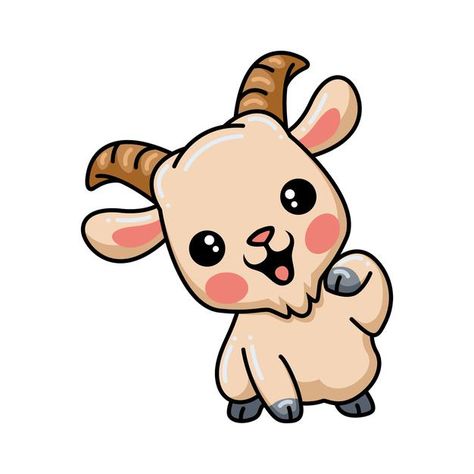 Cute baby goat cartoon posing | Premium Vector #Freepik #vector #baby #design #hand #character Goat Cartoon Drawing, Goat Illustration Cute, Goats Drawing, Chibi Goat, Cute Goat Cartoon, Cute Goat Drawing, Goat Doodle, Cute Goat Art, Goat Anime