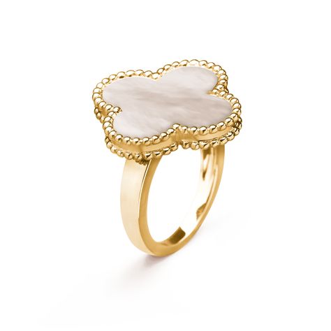 Magic Alhambra ring, yellow gold, white mother-of-pearl Alhambra Ring, Van Cleef And Arpels Jewelry, Clover Ring, Van Cleef And Arpels, Daughter Jewelry, Zodiac Jewelry, Jewelry Lookbook, Van Cleef Arpels, Van Cleef