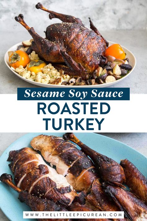 roasted turkey No Brine Turkey Recipe, Turkey Marinade, Brine Turkey, Easy Thanksgiving Turkey, Asian Turkey, Turkey Brine Recipes, Roast Turkey Recipes, Thanksgiving Breakfast, Best Thanksgiving Recipes