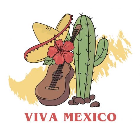 Mexico Drawing Ideas, Mexico Aesthetic Culture, Travel Vector Illustration, Aesthetic Culture, Mexico Aesthetic, Travel Vector, Cactus Png, Drawing Scenery, Bullet Journal Key