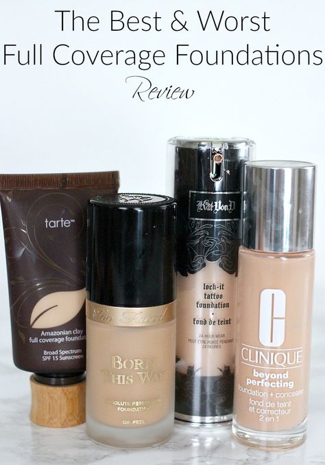 The Best & Worst Full Coverage Foundations Review Best Foundation For Oily Skin Full Coverage, Best Coverage Foundation, Best Full Coverage Foundation, Acne Concealer, Mom Makeup, Full Coverage Makeup, Flawless Base, Foundation Tips, Foundation Application