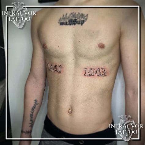 One of my clients wanted to tattoo the year of birth of his grandparents. Here is the result. Date Of Birth Tattoo, Birth Tattoo, Tattoo Chest, Date Tattoos, Creative Profile Picture, Date Of Birth, Chest Tattoo, Tattoos For Guys, Cool Tattoos