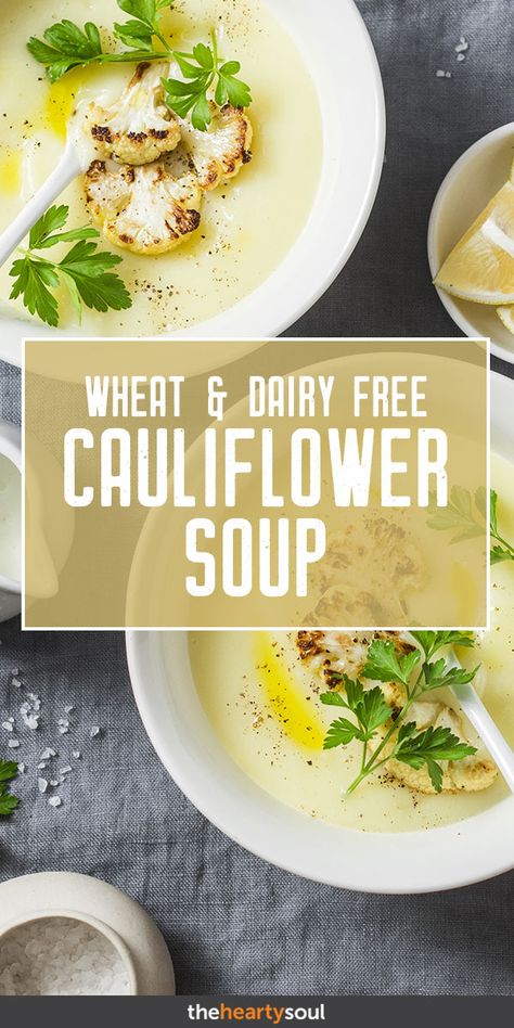 Homemade Cauliflower Soup Recipe (Wheat-Free, Dairy-Free Options) Benefits Of Cauliflower, Health Benefits Of Cauliflower, Cauliflower Benefits, Cauliflower Soup Recipe, Cauliflower Soup Recipes, Fruit Health Benefits, Wheat Recipes, Lactose Free Diet, Homemade Soup Recipe