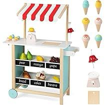 Kids Grocery Store, Pretend Grocery Store, Play Ice Cream, Grocery Shelves, Wooden Ice Cream, Farmers Market Stand, Kids Role Play, Toy Accessories, Market Stands