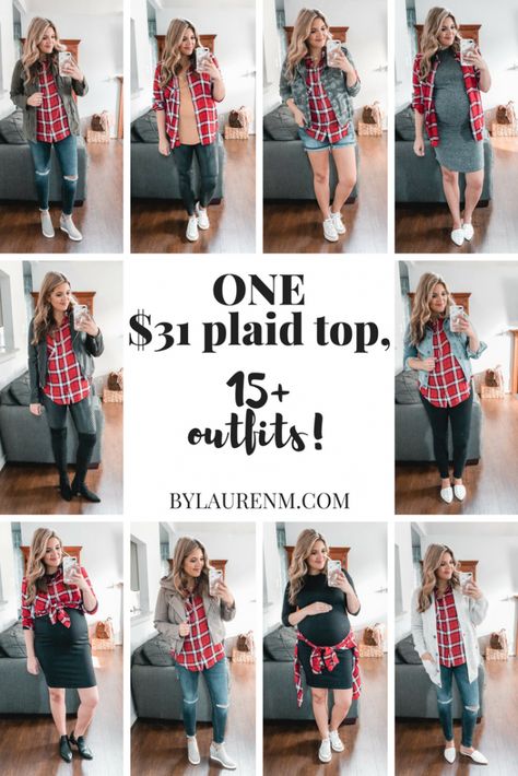 Buffalo Plaid Shirt Outfit, Red Plaid Shirt Outfit, Plaid Shirt Outfit Fall, How To Wear A Flannel, Ways To Wear A Flannel, Red Flannel Outfit, Styling A Flannel, Flannel Outfits Fall, Flannel Shirt Outfit