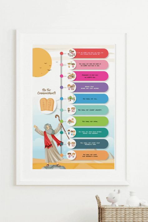 We've got something for everyone. We have a wide variety of Christian art that includes the 10 commandments for children. Come browse our store today! #christiangifts #christian #jesus #christiangiftideas #inspirationalgifts #christianapparel #christianmerchandise #christianproduct #designedtoinspire #givegoodgifts #bibleverse #inspiringgift #bible #christianity #christiancreative #scripture #christianjewelry ##shopsmall #giftsforher #smallbusiness #jesuslovesyou #christians #jesuschrist Faith Based Art, The 10 Commandments, Wall Art For Nursery, Art For Nursery, 10 Commandments, Ten Commandments, Christian Kids, Children Room, Christian Jewelry