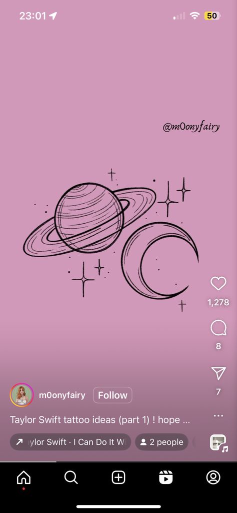 Love You To The Moon And To Saturn Tattoo, Moon Saturn Tattoo, Moon And Saturn Tattoo, Cute Best Friend Tattoos, Moon And Saturn, Saturn Tattoo, Celestial Tattoo, Taylor Swift Tattoo, Space Tattoo