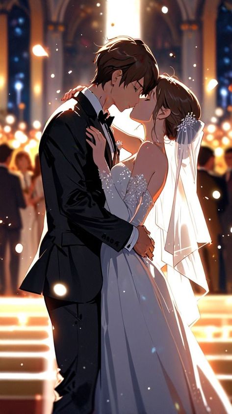 Couples Illustration Romantic, Wedding Anime, Amanda Oleander, When No One Is Watching, Romantic Artwork, Being In A Relationship, Anime Wedding, Cartoon Love Photo, Romantic Photos Couples