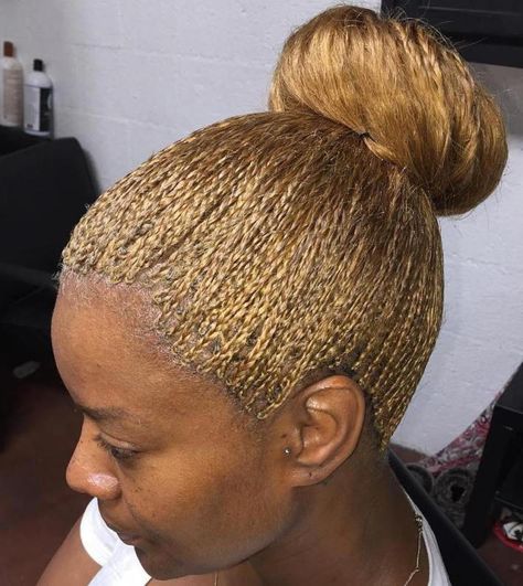 Bun From Blonde Micro Braids #treebraids Micro Braids Human Hair, Micro Braids Styles, Invisible Braids, Micro Braids Hairstyles, Micro Twists, Individual Braids, Tree Braids, Blonde Box Braids, Long Box Braids