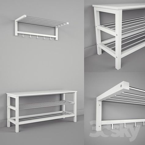 IKEA / TJUSIG - Bench and Shelf Tjusig Ikea Hack, Shoes Shelf, Shelf Tv, Ikea Shoe, Door Plan, Drop Zone, Shoe Shelf, Shoe Bench, Utility Room